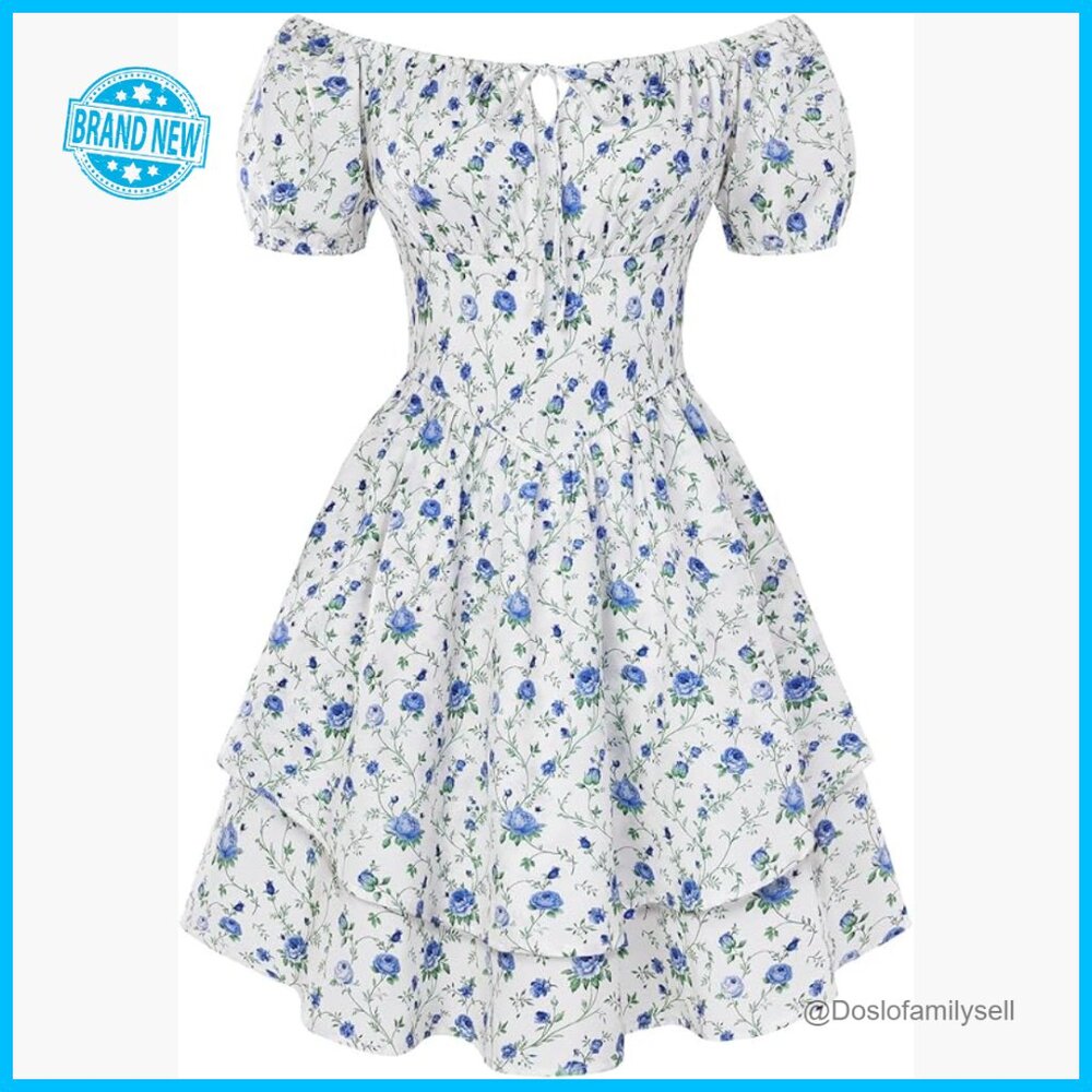 Floral Square Neck A-Line Sundress with Pockets Smocked Back Vintage Chic